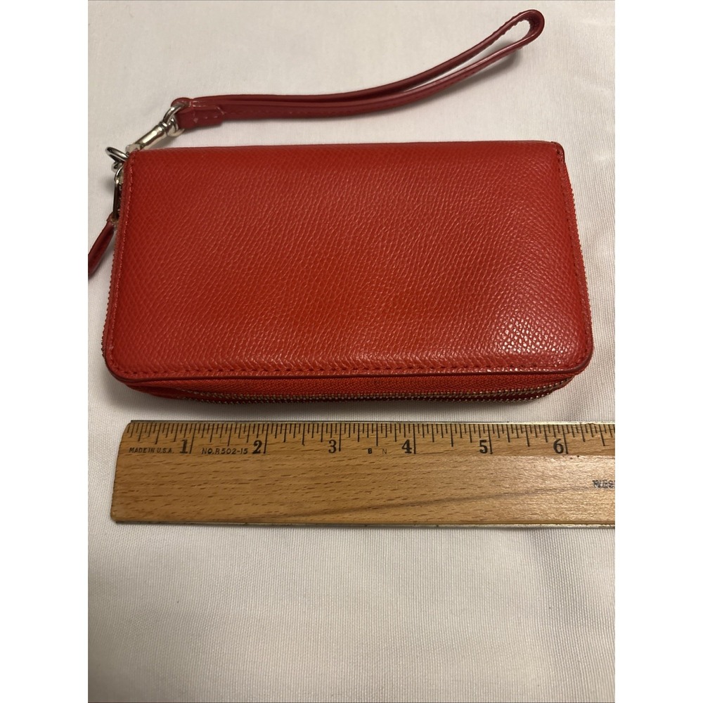 Coach Double Zip Travel Wallet Womens Leather Organizer True Red Pebbled Leather - Picture 9 of 10